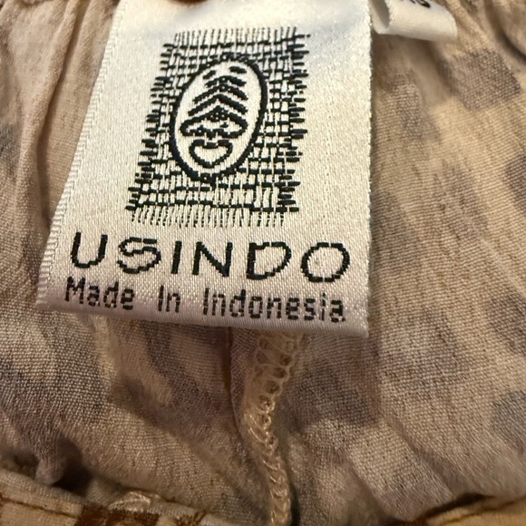 USINDO Animal Print Wide Leg Pants Boho Resort Lounge Trousers Made in Indonesia - Picture 6 of 12